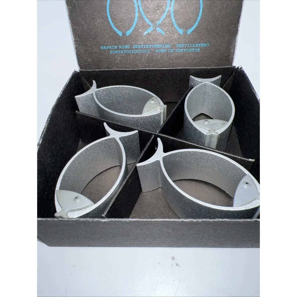 Aluminum With Rubber Face Fish Napkin Rings‎ Set of 4 Taiwan - Beautiful!